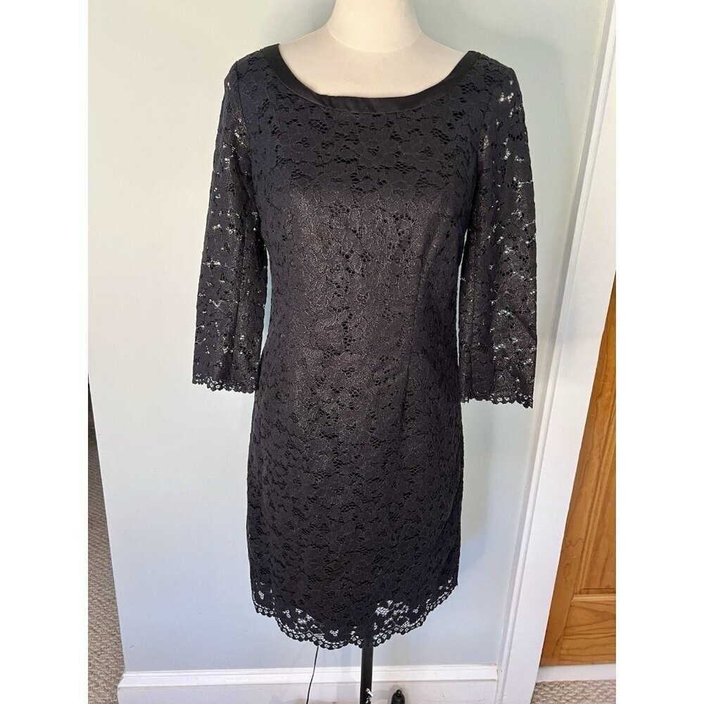 LILLY PULITZER Dress Size 2 Black Sheath Lace Bow Event Holiday Formal